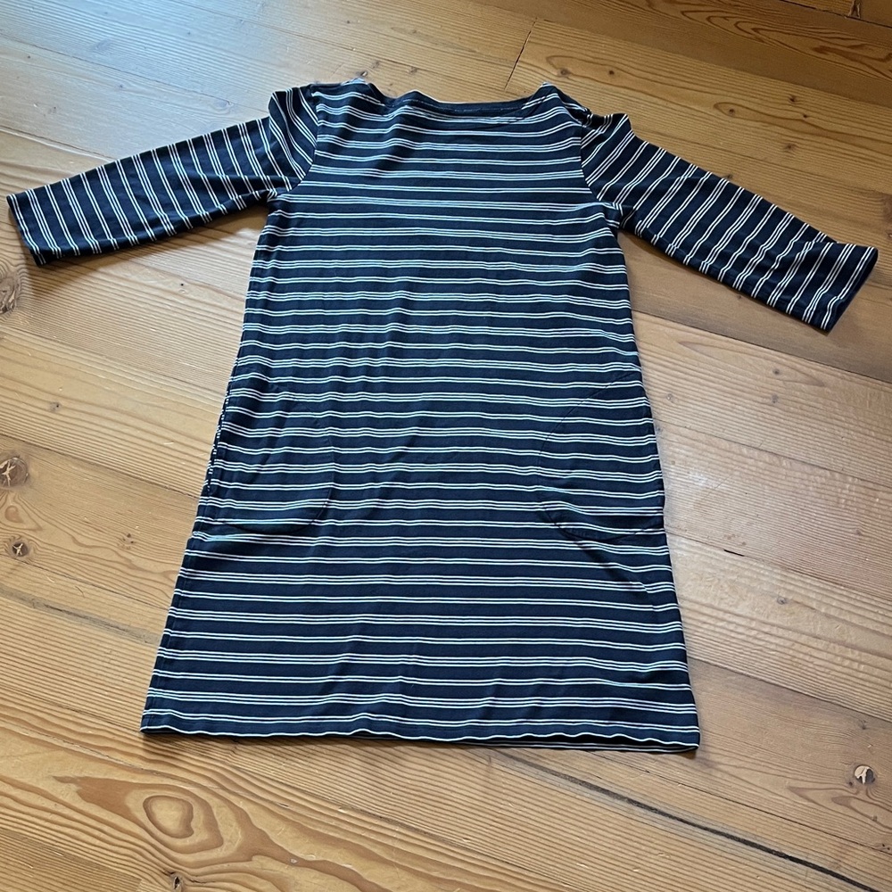 Garnet Hill Navy and White, cotton boatneck striped Dress